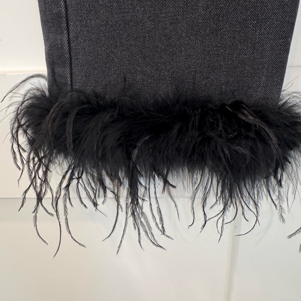 Boohoo Black Feather Trim Ankle Jeans - Picture 5 of 6